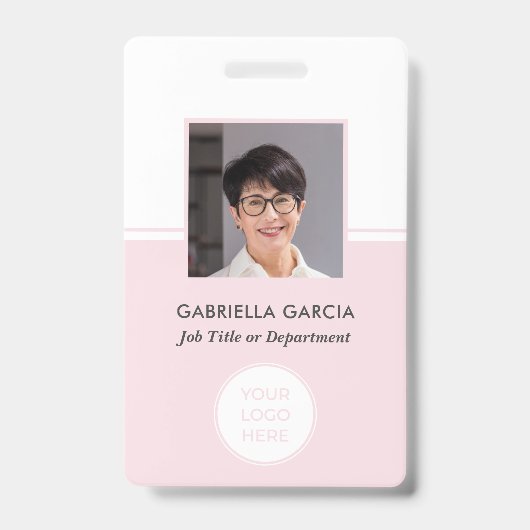 Roze Bedrijf QR Code Foto ID Badge (Voorzijde)