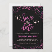 Roze Bedrijfs Kerstfeest Save the date Glam Kaart (Voorkant)