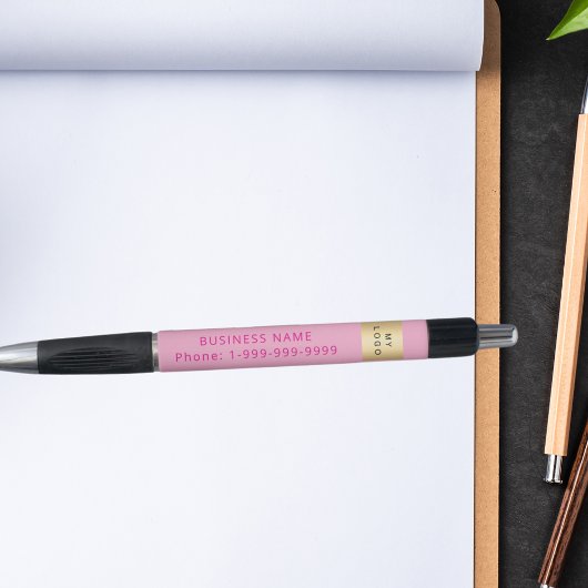 Roze bedrijfslogo naam telefoon pen