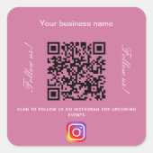 Roze bedrijfsnaam qr code instagram vierkante sticker (Voorkant)