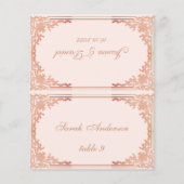 Roze Bedrukte Gastnaam Trouwplaats Kaart (Voorkant)