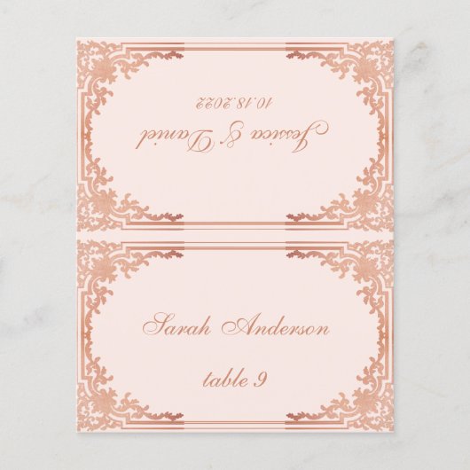 Roze  Bedrukte Gastnaam Trouwplaats Kaart (Voorkant)