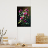 Roze Bee Balm Bloem Art Print Poster (Keuken)