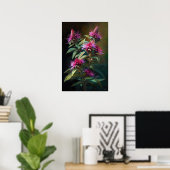 Roze Bee Balm Bloem Art Print Poster (Thuiskantoor)