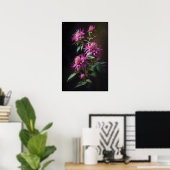 Roze Bee Balm Bloem Art Print Poster (Thuiskantoor)