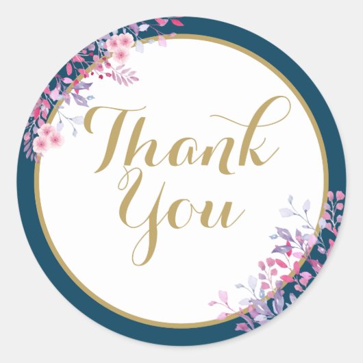 Roze beemdfloral Vrijgezellenfeest Dank u wel Ronde Sticker (Voorkant)