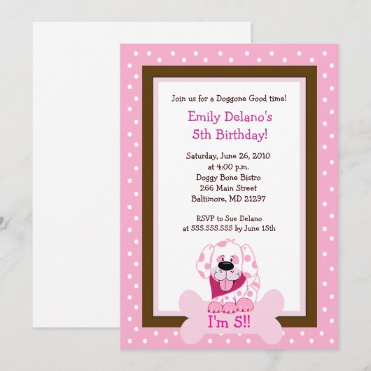 Roze beendergestel van de hond Aanwezigheid Kaart (Voorkant / Achterkant)