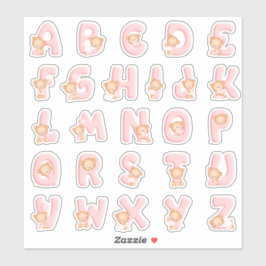 Roze Beer Alfabet Set Sticker