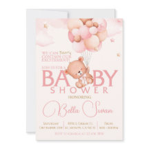 Roze Beer baby meisje baby shower uitnodiging