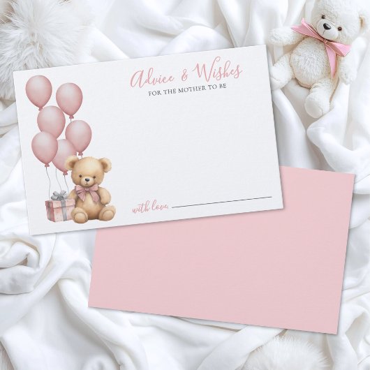 Roze Beer Baby Shower Advieskaart