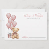 Roze Beer Baby Shower Advieskaart (Voorkant)
