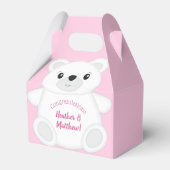 Roze Beer Baby shower Bedankdoosjes (Achterkant)