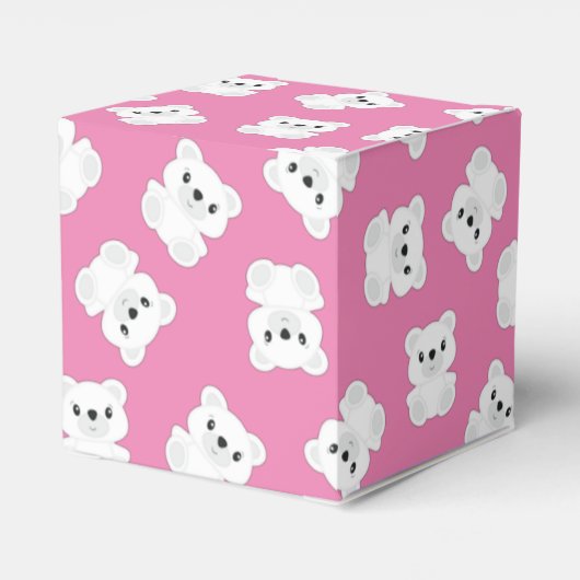 Roze Beer Baby shower Bedankdoosjes (Achterkant)