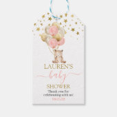 Roze Beer baby shower cadeau labels Cadeaulabel (Voorkant)
