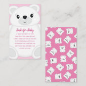 Roze Beer Baby shower Informatiekaartje (Voorkant / Achterkant)