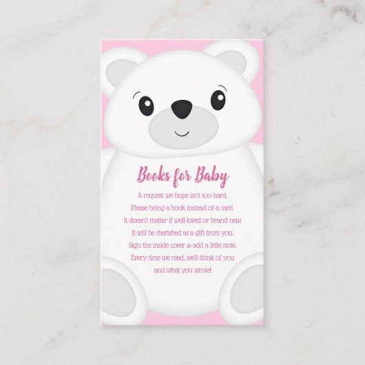 Roze Beer Baby shower Informatiekaartje (Voorkant)