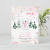 Roze Beer Baby shower Kaart (Staand voorkant)