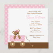 Roze Beer Baby shower Kaart (Voorkant / Achterkant)