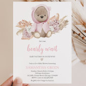 Roze Beer Baby Shower Kaart