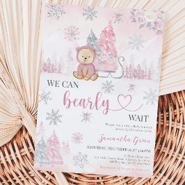 Roze Beer Baby Shower Kaart