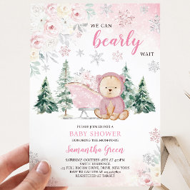 Roze Beer Baby Shower Kaart