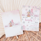 Roze Beer Baby Shower Kaart