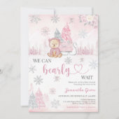 Roze Beer Baby Shower Kaart (Voorkant)