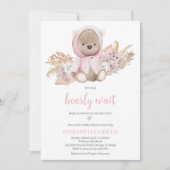 Roze Beer Baby Shower Kaart (Voorkant)