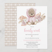 Roze Beer Baby Shower  Kaart (Voorkant / Achterkant)