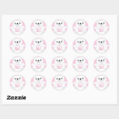Roze Beer Baby shower Ronde Sticker (Vel)