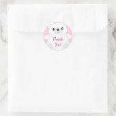 Roze Beer Baby shower Ronde Sticker (Tas)