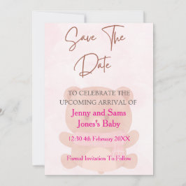 Roze Beer Baby Shower Save the Date Kaart | Cute &