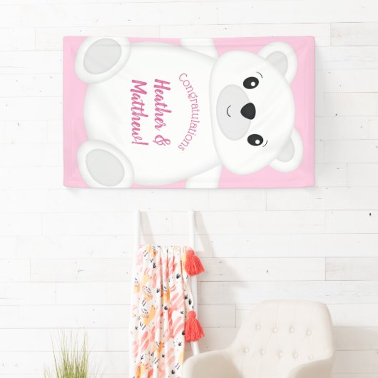 Roze Beer Baby shower Spandoek (Insitu)