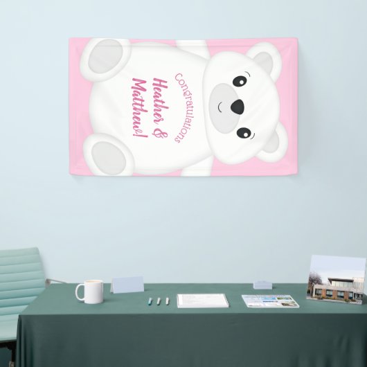 Roze Beer Baby shower Spandoek (Beurs)