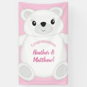 Roze Beer Baby shower Spandoek (Verticaal)