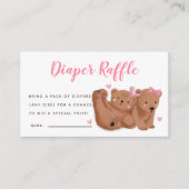 Roze Beer Baby shower van Twins Diaper Raffle Tick Informatiekaartje (Voorkant)