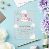 Roze Beer Babyshower Acryl Uitnodigingen (Insitu (Huwelijk))