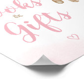 Roze Beer ballon Baby shower boeken en geschenken Poster (Hoek)