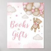 Roze Beer ballon Baby shower boeken en geschenken Poster (Voorkant)