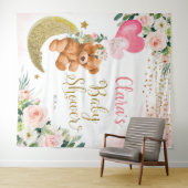 Roze Beer Ballon Baby Shower Bord Wandkleed (In Situ (horizontaal))