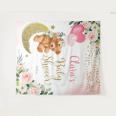 Roze Beer Ballon Baby Shower Bord Wandkleed (Voorkant (horizontaal))