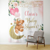 Roze Beer Ballon Baby Shower Bord Wandkleed (In situ)