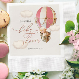Roze Beer Ballon Baby Shower Meisje Papier Servet