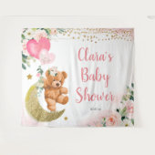 Roze Beer Ballon Baby shower Wandkleed (Voorkant (horizontaal))