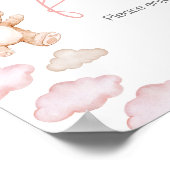 Roze Beer Ballon Bearly Wait Baby shower Voedsel Poster (Hoek)