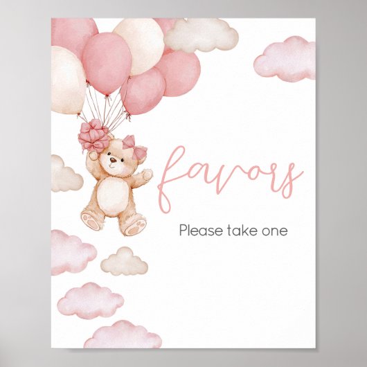 Roze Beer Ballon Bearly Wait Favors Poster (Voorkant)