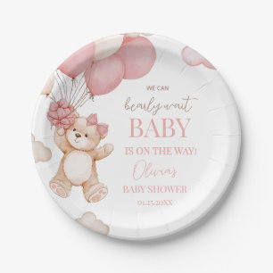 Roze Beer Ballon Beerlijd Baby Shower Papieren Bordje