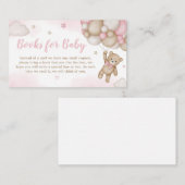 Roze Beer Balloon Baby shower Boeken voor Baby Informatiekaartje (Voorkant / Achterkant)