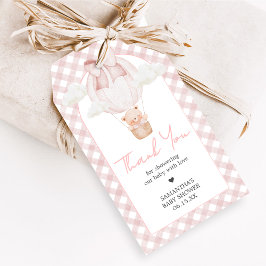 Roze Beer Barelijd Wacht Baby Shower Favor Tags Cadeaulabel