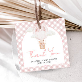 Roze Beer Beertje Wacht Baby Shower  Bedankjes Labels
